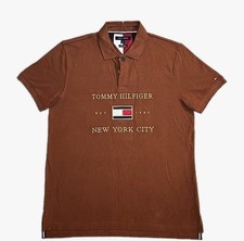 Tommy Hilfiger Men  s Regular Fit Polo Shirt NYC Embroidered Badge Size M   New