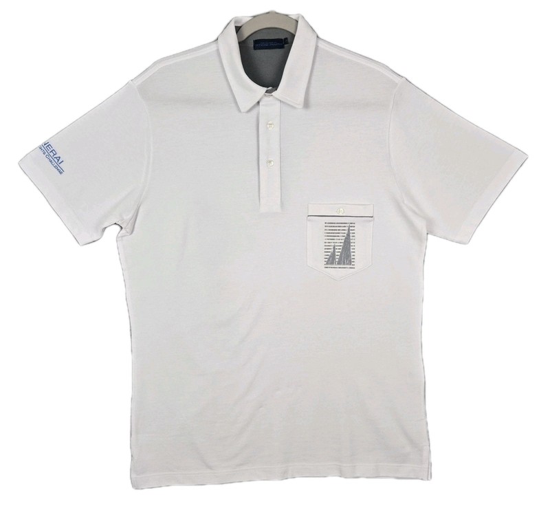 Officine Panerai Yachting White Pique Knit Cotton Polo Shirt Men's L Slim Fit 