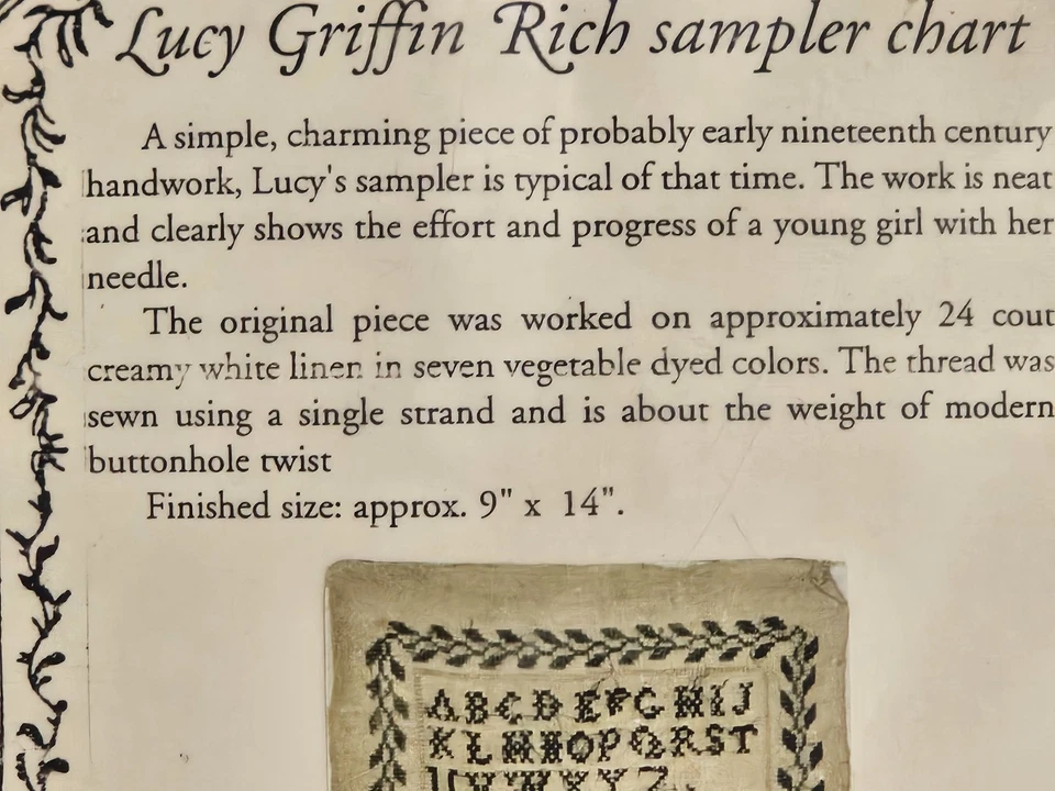 Vintage~Lucy Griffin Rich~Counted Cross Stitch Kit ~ Alphabet SamplerChart~New - Image 3 of 4