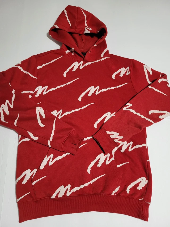 (#B1) BoohooMan Pullover Sudadera con Capucha Talla Para Hombre Mediana MANGA LARGA Rojo/Blanco  Foto 3 de 4