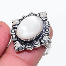 Natural Mother of Pearl Gemstone 925 Sterling Silver All Size Ring For Gift