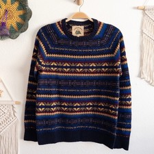 O'Hanlon Mills Fair Isle Nordic Pattern Lambswool Blend Sweater Size Small