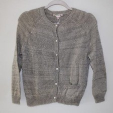 Bonpoint Grey Shimmer Cardigan Top Gray Size 6Y NWT