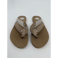 Sperry Top-Sider Women 9 Tan White Webbing Leather Flip Flop Sandals STS83613