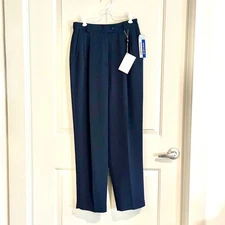 Ingenuity Petite Women's Dress Pants Navy Blue Pleated High Rise Trousers New