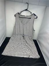 J.Crew Sleeveless Striped Drawstring Waist Pocketed Summer Dress Size L