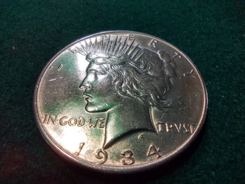 1934-D Peace Dollar Au VAM-3 DDO Large Diameter Die Break See Pics