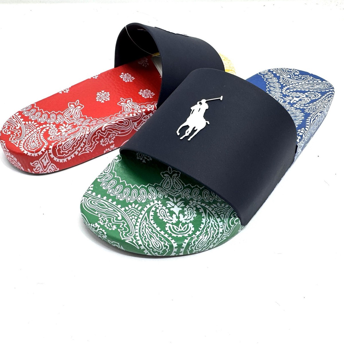 Polo Ralph Lauren Paisley Bandana Color-Block Big Pony Slide Men\'s Size 11 NWT POLO RALPH LAUREN Men main image 3