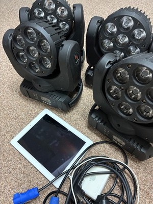 4x LED Moving Head 7x15W RGBW + iPad Steuerung ArtNet