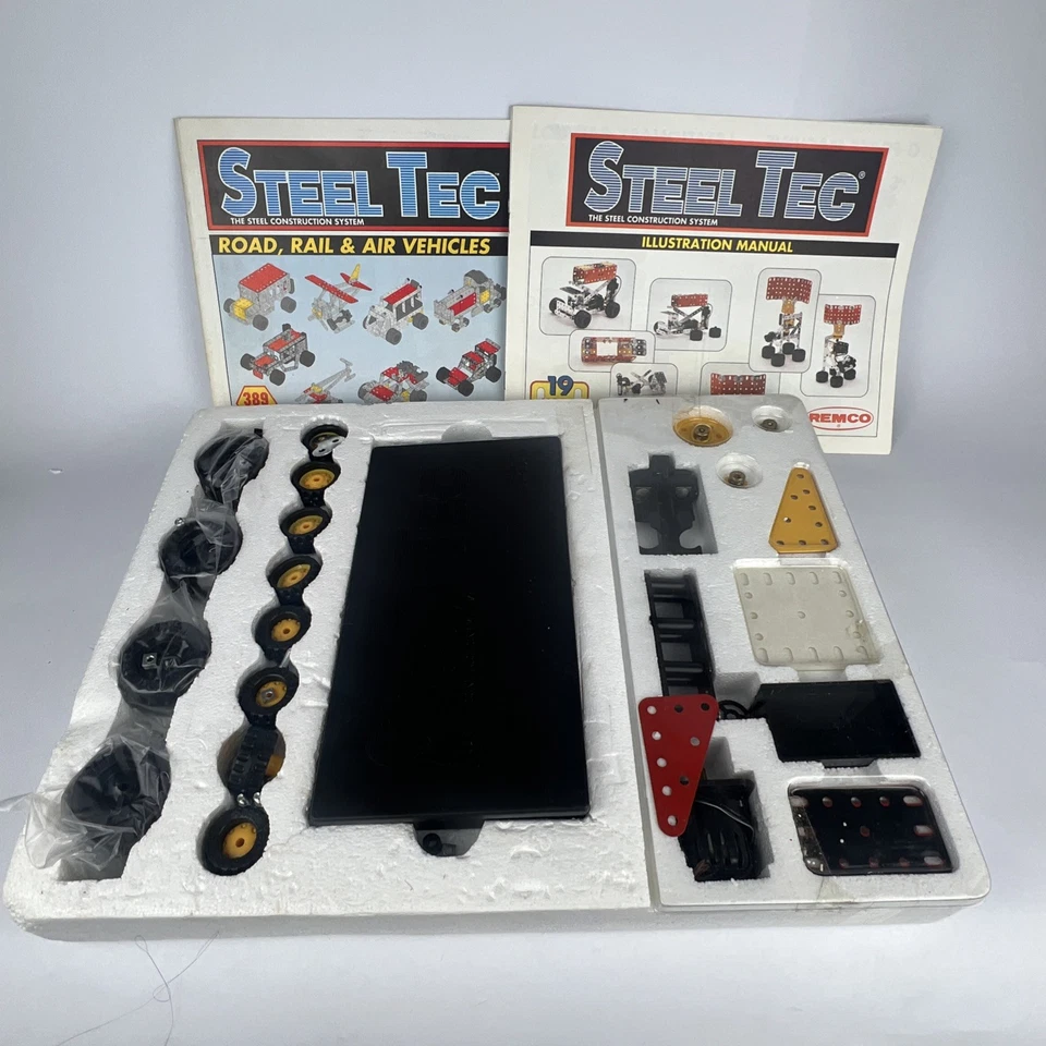 Vintage Remco Steel Tec 7024 Road, Rail & Air Vehicle Construction Set 389 Parts - Image 2 of 4