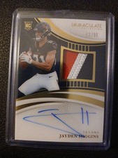 2025 Immaculate Collection #120 Jayden Higgins 3 Color RPA /99 (RC, MEM, AU)