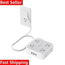 Surge Protector Power Strip, 5 Ft Flat Plug Extension Cord with 3 USB 1 USB C...
