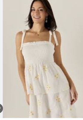 Francesca s Britney Daisy White Tiered Midi Dress NWT 