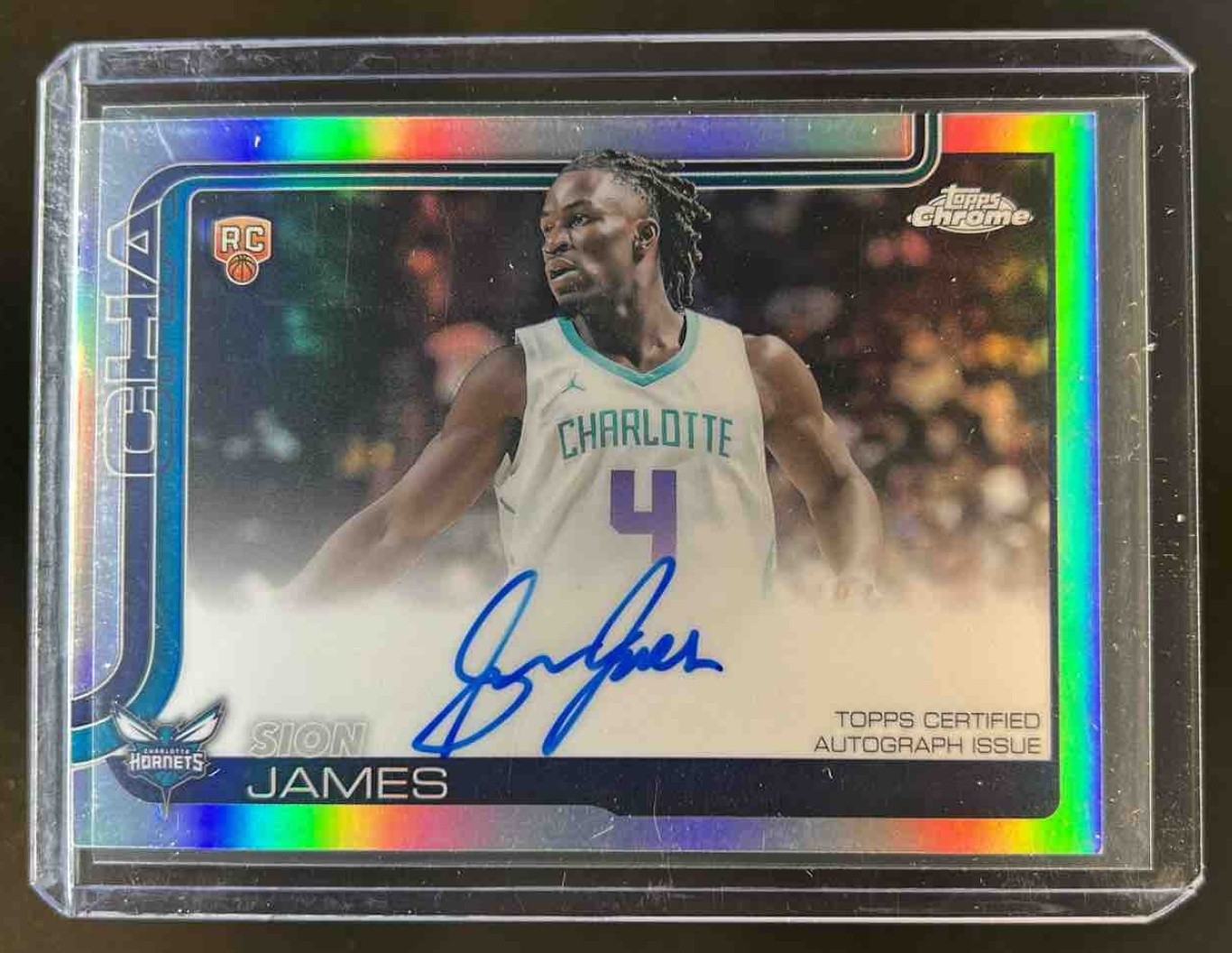 2025-26 Topps Chrome Sion James Rookie Auto RC Refractor #TCAR-SJ Hornets