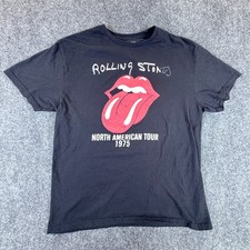 The Rolling Stones North American Tour 1975 Black T Shirt Tee Large Band Concert