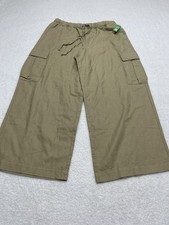 Gap Women Pants Women Linen Khaki High Rise Wide Leg Boho City Retro Large NWT