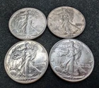 Lot of 4 Walking Liberty Half Dollars 50c XF+AU 1912-47*