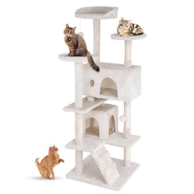Cat Tree 54in Cat Tower Multi-Level Durable Cat Scratching Post & Cozy Fun Ca...