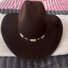 Brown Felt Western Cowboy Hat with Decorative Hatband Hatband Trim