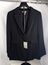 H M Women  s Black Single Button Lined Blazer Jacket Regular Fit Size S