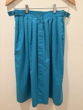 Vtg Chaus Teal Pleated Poetic Streetwear Midi Skirt Sz 6 Built In Belt Prairie