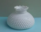 LARGE 7"H VINTAGE WHITE HOBNAIL MILK GLASS RUFFLED LAMP SHADE  9-7/8" 10" FITTER