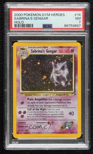 Sabrina's Gengar Holo Pokemon Gym Heroes PSA 7 2000