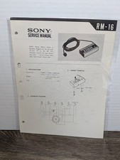 Sony RM-16 Remote Control Service Manual Original Paperwork Vintage Repair