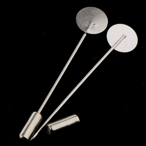 Luckycivia 40 Pcs Silver Gold Tone round Tray Lapel Pin Stick, Blank Brooch P...