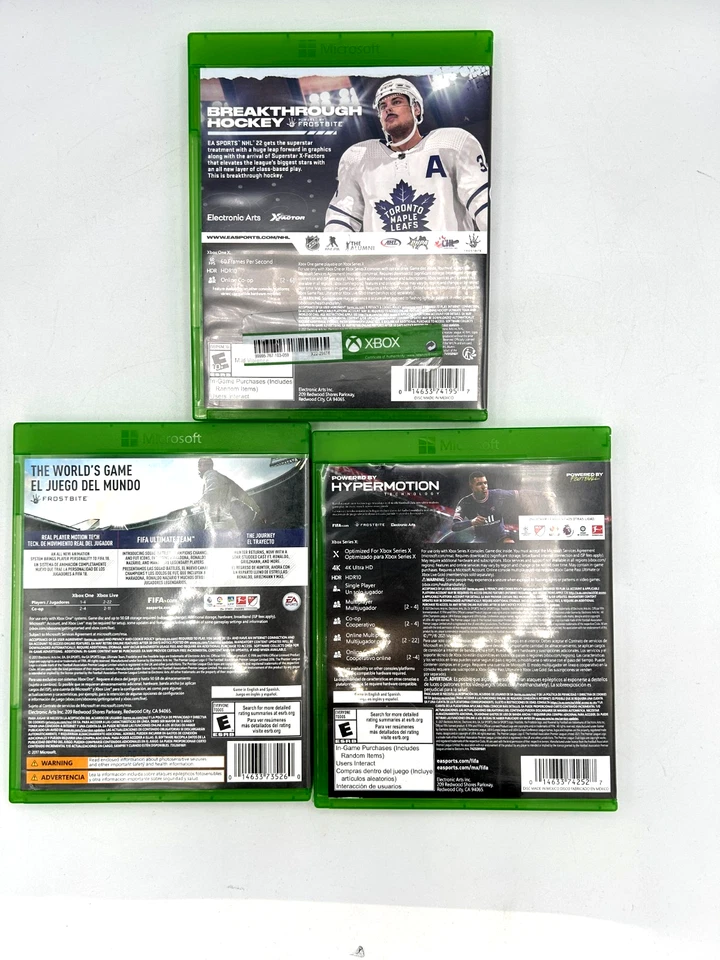LOTE DE 3 Juegos Deportivos Xbox One - FIFA 18 y 22, NHL 22 Serie X Hockey Fútbol Lote Foto 2 de 3