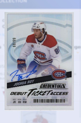 2024-25 Credentials Joshua Roy Canadiens DTA Auto /99 RC upper deck e transfer