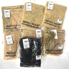 Dupatta Bazaar Lot Of 7 Women  s Gold Black Traditional Wear Scarf Wraps