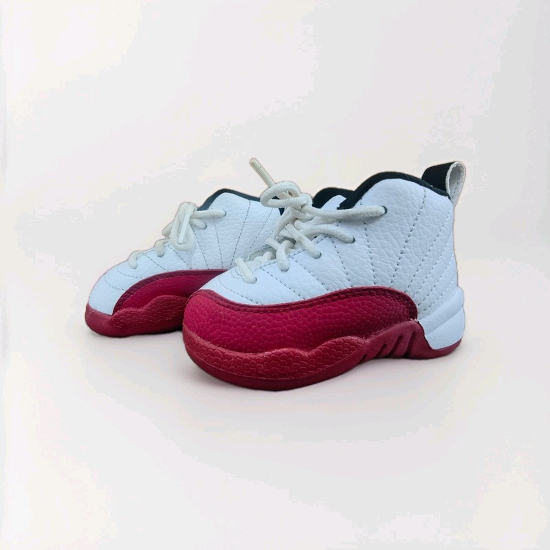 Jordan 12 Retro Cherry 2023 TD Toddler Shoes White Red 850000-116 Size 5C