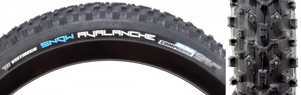 Vee Tire Snow Avalanche 26x4.8 Studded Tubeless Snow & Ice Fat Bike Tire with
