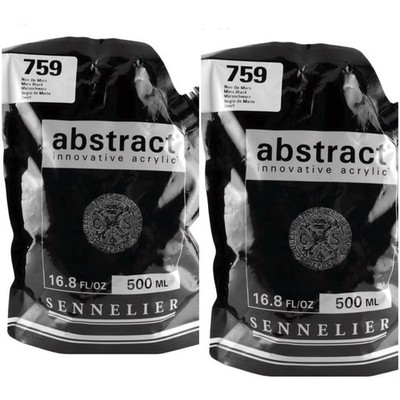 2 SENNELIER Abstract Innovative Heavy Body Acrylic Paint, 500ml Pouch Mars Black