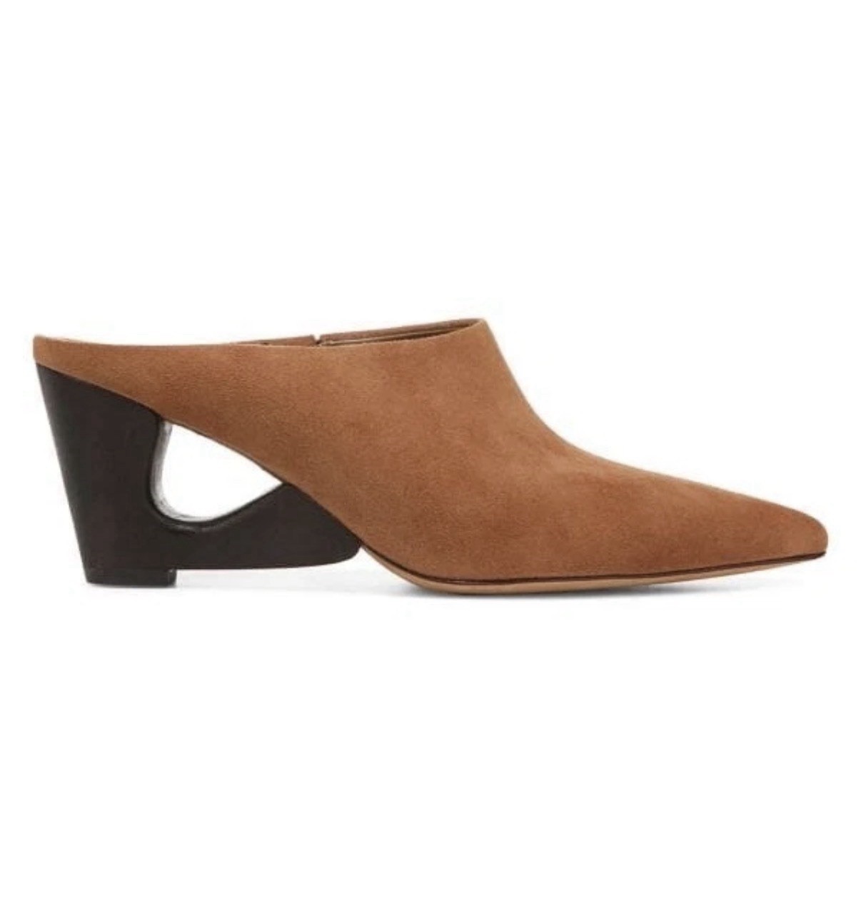 VINCE Womens Tahoe Suede Low-Cut Pointed Toe Booties Mule Slides Dark Amber 8.5
