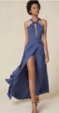 Reformation Blue Sol Maxi Halter Dress SZ XS Prom Wedding Sorority *drycleaned*
