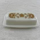 Pyrex Butter Dish “Butterfly Gold” Pattern 72-B Lid Milk Glass Vintage