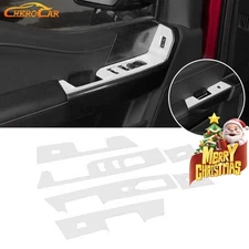 Window Lift Switch Panel Cover Trim Overlay For Ford F150 21-25 4Door White ABS