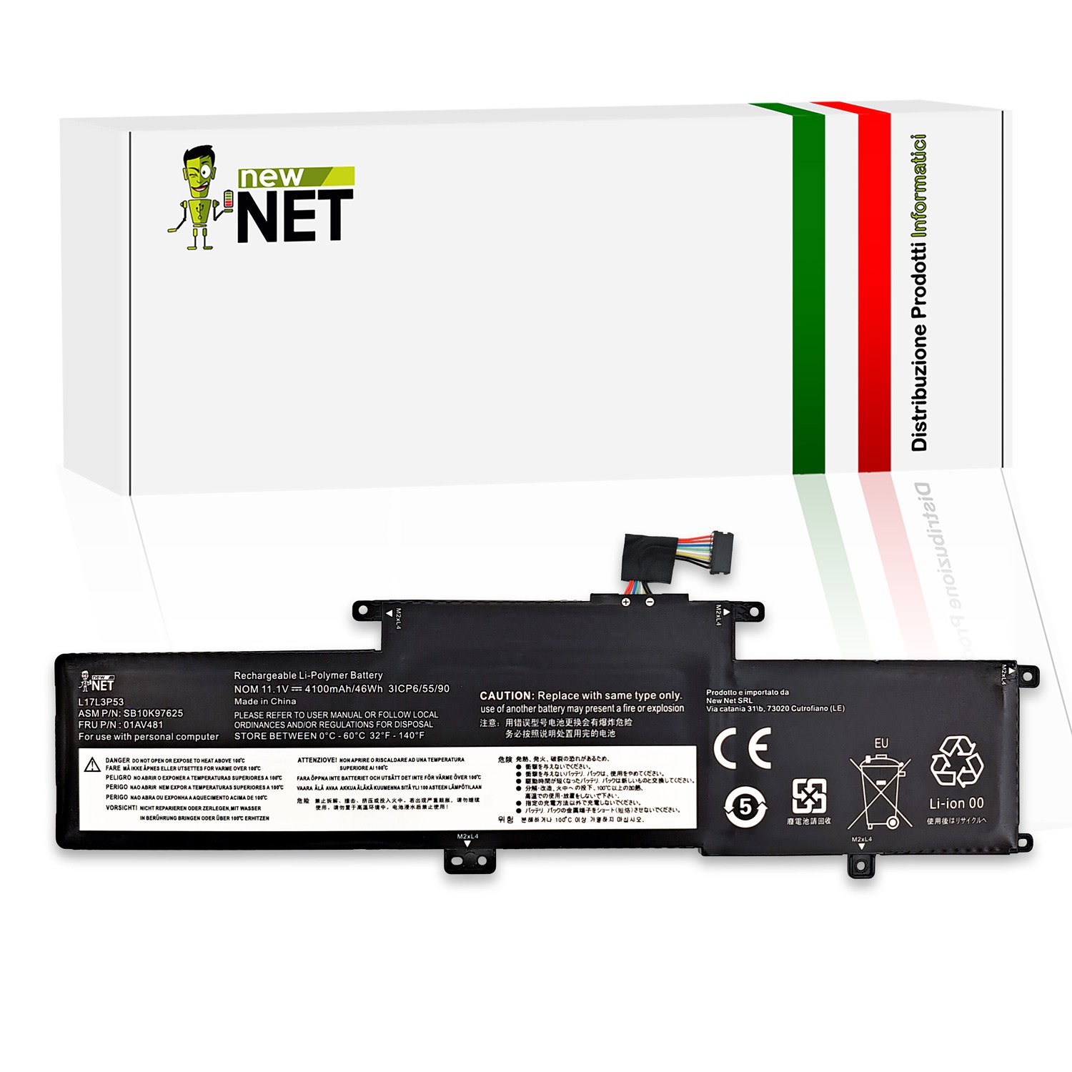 Batteria Ricambio Lenovo L17L3P53 11.1V 4100mAh - Sicura e Duratura