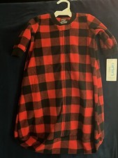 NWT Carter's Fleece Sleep Sack Blanket Sleeper Plaid Unisex 0-3m