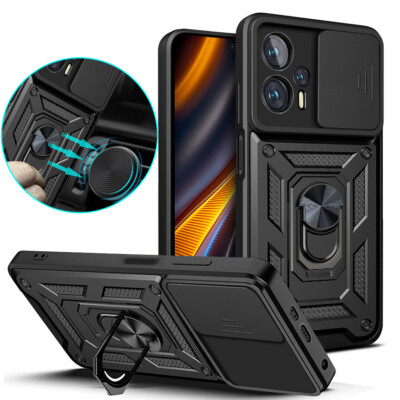 Slide Camera Ring Stand Case Cover For Xiaomi Poco F4 GT X4 Pro M4 Pro 4G 10C