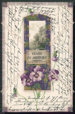 AK 2x Litho Künstler Präge Karte mit Blumen Rahmen Jugendstil 1901-05