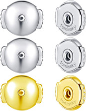 Secure Earring Backs for Studs, 3 Pairs Locking Earring Backs Replacements 18K W