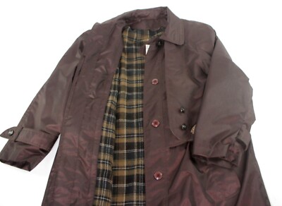 British Mist Womens Sz 10 Metallic Rain Trench coat Removable Wool Lining  Jacket