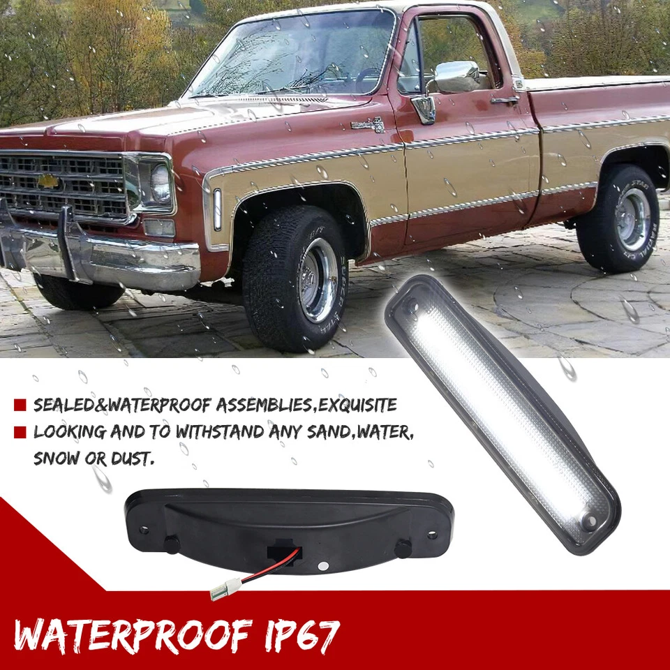 Smoked White LED Side Marker Lights 73-80 GMC Chevy Pickup Blazer Suburban Jimmy - Image 4 of 4