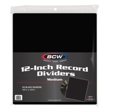 25 Pack   BCW 12-Inch Record Dividers Medium, Black   Vinyl LP Organizer Tabs
