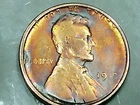 1919-S us copper penny - 3.0 gr. - rb - heavy toned -  colorful - good rim