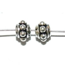 MB617 Antiqued Sterling Silver 6mm Handcrafted Fancy Rondelle Metal Beads 2pc