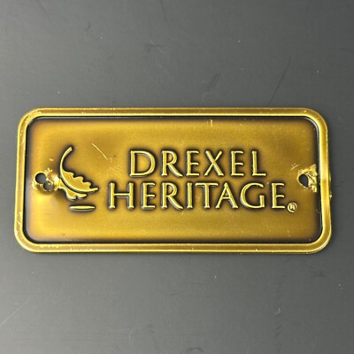 Vintage Drexel Heritage Embossed Brass Metal Furniture Badge Tag